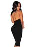 Sexy Black Open Back Midi Dress